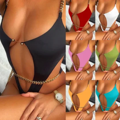 Cut Out Chain One Piece Swimsuit - Image 6
