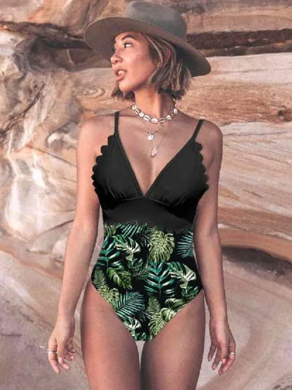 Thin-Strap Deep V One Piece Swimsuit - Image 6