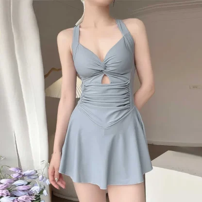 Chic One Piece Swimsuit with Skirt - Image 4