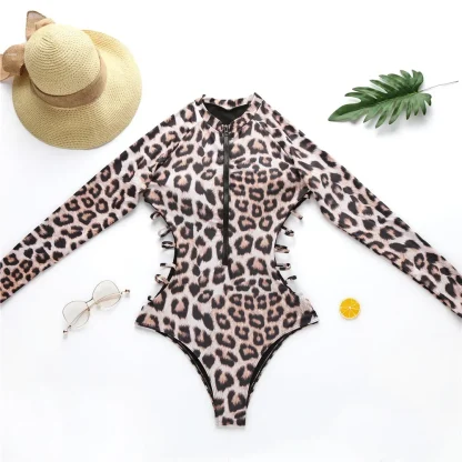 Long Sleeve Zip One Piece Swimsuit - Image 6