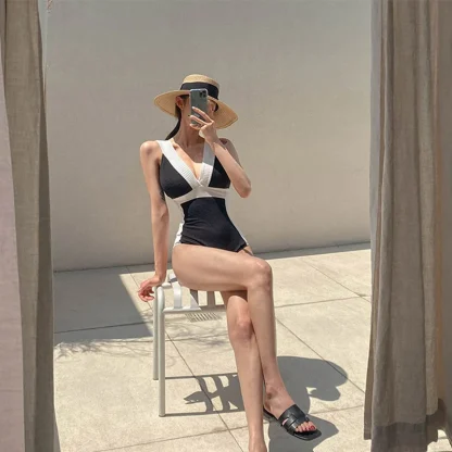 V-Neck Push-Up One Piece Swimsuit - Image 2