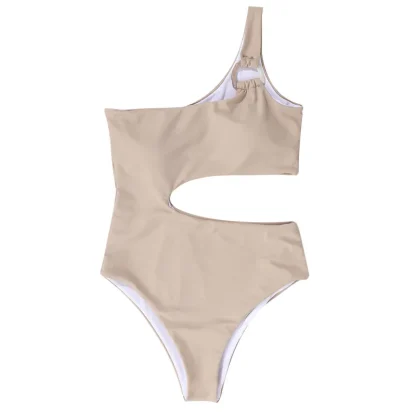 One Piece Swimsuit with Single Shoulder Strap - Image 3