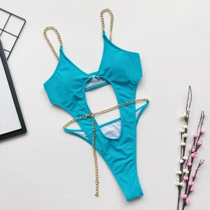 Cut Out Chain One Piece Swimsuit - Image 3