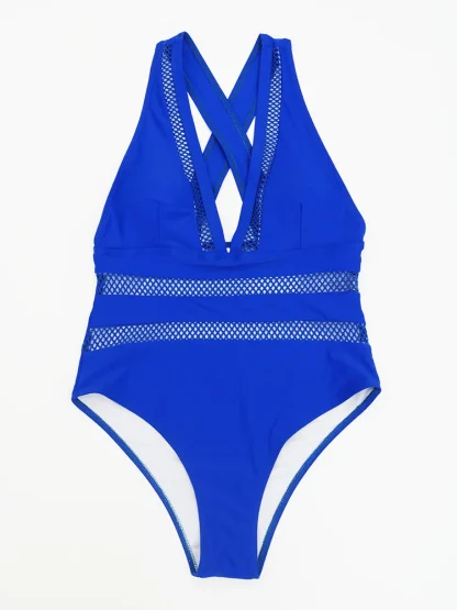 Mesh Patchwork Swimwear One Piece Swimsuit - Image 5