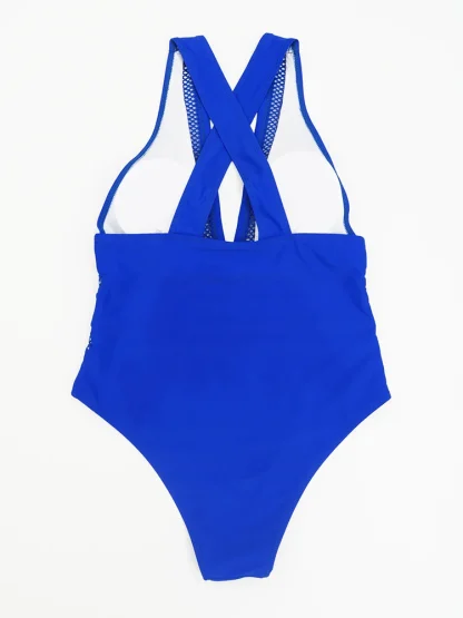 Mesh Patchwork Swimwear One Piece Swimsuit - Image 6
