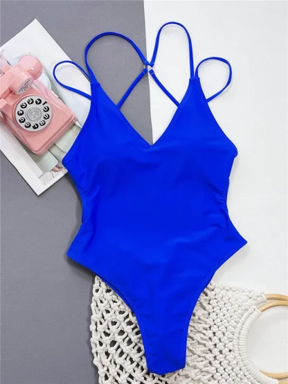 Backless Sexy Pad One Piece Swimsuit - Image 3