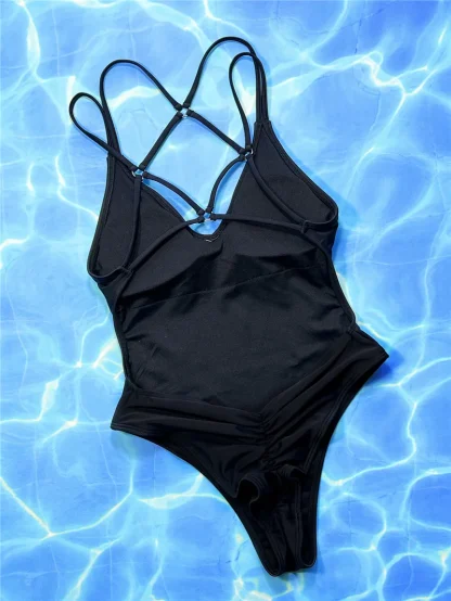 Backless Sexy Pad One Piece Swimsuit - Image 4