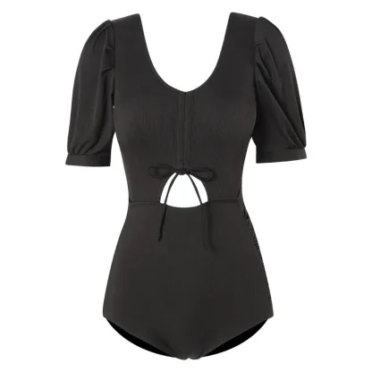 V Neck Cut Out One Piece Swimsuit - Image 5