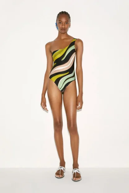 Single Striped One Piece Swimsuit - Image 2