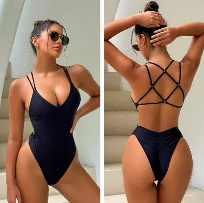 Backless Sexy Pad One Piece Swimsuit - Image 6