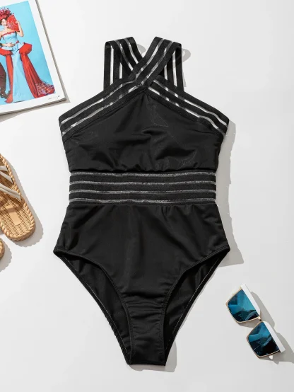 Chic Mesh Bathing One Piece SwimSuit - Image 4